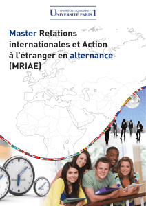 Master Relations internationales et Action à l`étranger en alternance