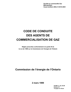 code de conduite des agents de commercialisation de gaz