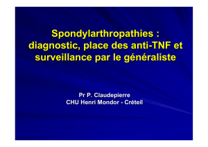 SPONDYLARTHOPATHIES : actualités