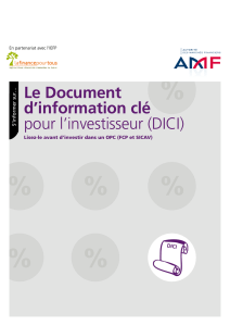 Le Document d`information clé pour l`investisseur (DICI)