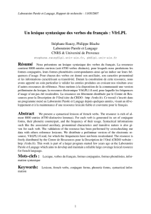 Un lexique syntaxique des verbes du français : VfrLPL