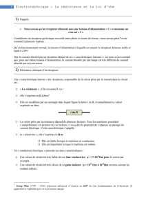 Electrotechnique : La résistance et la loi d`ohm