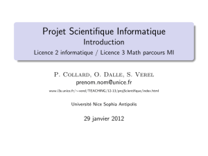 Projet Scientifique Informatique Introduction