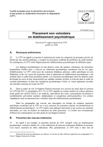 Placement non volontaire en établissement psychiatrique