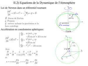 II.2) Equations de la Dynamique de l`Atmosphère