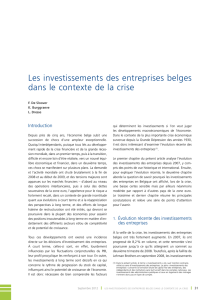 Les investissements des entreprises belges dans le contexte