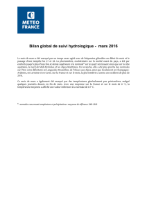 Bilan global de suivi hydrologique - mars 2016 - Météo