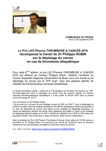 CP Lauréat 6e édition du Prix LEO Thrombose et
