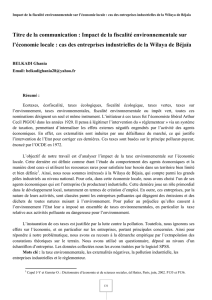 Impact de la fiscalité environnementale sur l`économie locale