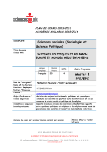 Sciences sociales (Sociologie et Science Politique) Master 1 PPE/EPC