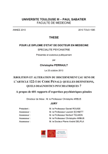 Lâ€™altÃ©ration du discernement (au sens de lâ€™article 122