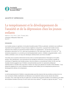 Le tempérament et le développement de l`anxiété et de la