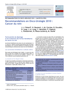 Recommandations en Onco-Urologie 2010 : Cancer du