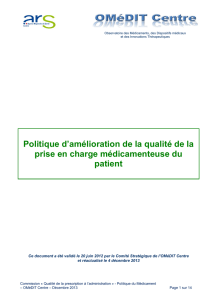 Politique d`amélioration de la qualité de la prise en