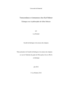 Transcendance et immanence chez Karl Rahner