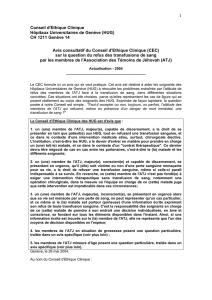 Refus de transfusion de sang par les membres de l
