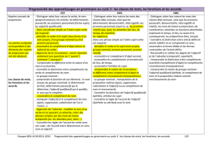 les classes de mots, les fonctions et les accords.