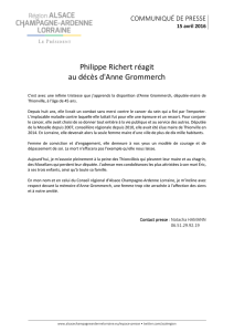 Philippe Richert réagit au décès d`Anne Grommerch