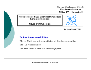 Cours Immuno S6 07 fait240507 - Faculté des Sciences de Rabat