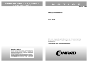 Chargeur de batterie NOTICE Conrad sur INTERNET www.conrad.fr