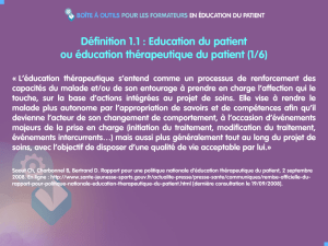 Slide 1.1 : éducation du patient ou éducation thérapeutique du