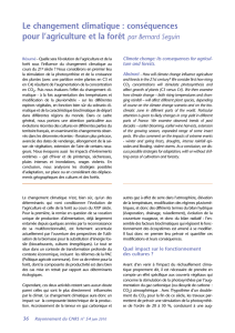 Le changement climatique : conséquences pour l`agriculture et la