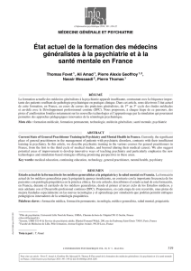 Etat actuel de la formation des médecins généralistes à la