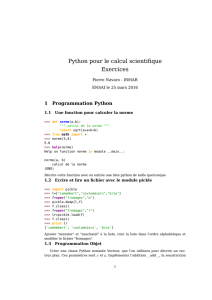 Python pour le calcul scientifique Exercices