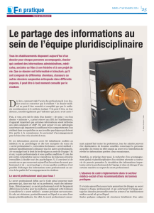 Le partage des informations au sein de l`équipe
