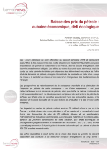 Baisse des prix du pétrole - aubaine économique, défi