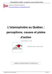 L`islamophobie au Québec : perceptions, causes et pistes d`action