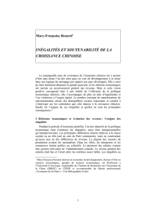 INÉGALITÉS ET SOUTENABILITÉ DE LA CROISSANCE CHINOISE