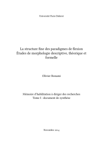 La structure fine des paradigmes de flexion Études de morphologie