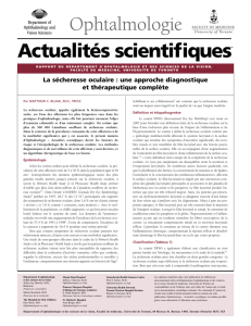 La sécheresse oculaire : une approche diagnostique et