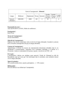 Nom de l`enseignement : Allemand Langue Référence Département