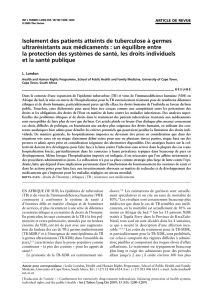 Isolement des patients atteints de tuberculose à germes