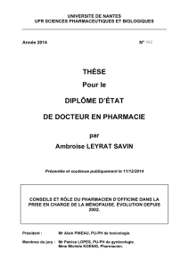 THÈSE Pour le DIPLÔME D`ÉTAT DE DOCTEUR EN PHARMACIE