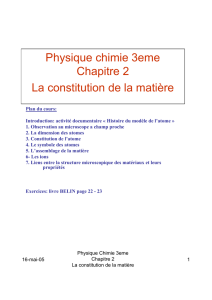 Physique chimie 3eme Chapitre 2 La constitution de la matière