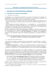 1 Concepts de la thermodynamique statistique