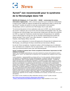 Xyrem® non recommandé pour le syndrome de la
