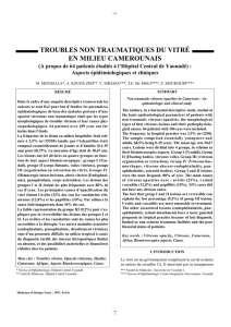 troubles non traumatiques du vitré en milieu camerounais