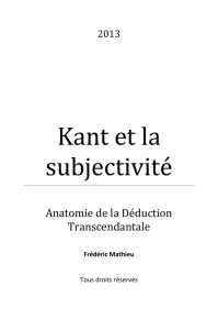 Kant et la subjectivité