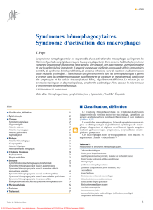 Syndromes hémophagocytaires. Syndrome d`activation des