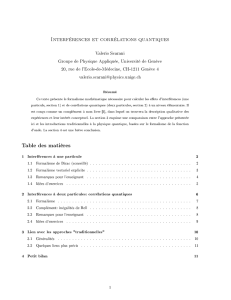Interférences et corrélations quantiques Table des matières