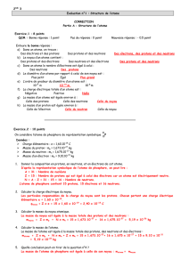 Evaluation n°1 : Structure de l`atome CORRECTION Partie A