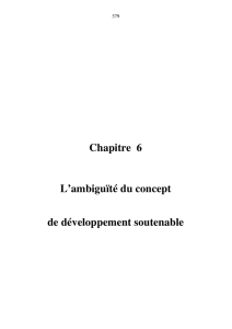 Chapitre 6 L`ambiguïté du concept de développement soutenable