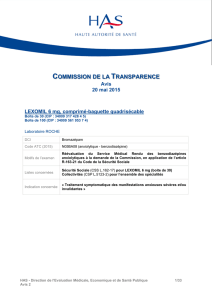 Avis de la Commission de la Transparence du 20