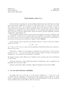 Factorisation dans Fp[x] 1 Le cas sans facteurs multiples