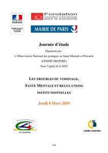 Les Troubles du voisinage, santé mentale et regulations