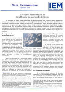 Les coûts économiques et l`inefficacité du protocole de Kyoto